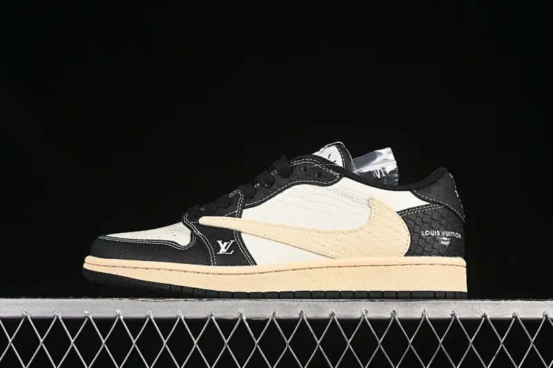 All categories Air Jordan Jordan series basketball shoes Air Jordan 1 Low High-end customized low-top sneakers Travis Scott x Fragment Design x Air Jordan 1 Low OG SP AJ1 LV joint beige crocodile pattern low-top cultural casual sneakers XX3168-152